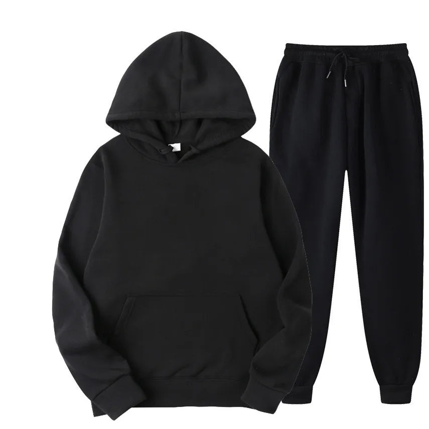 Men High Quality New Fashion Cotton Polyester Blending Cotton Plain Blank Oem Custom logo Hoodies Set