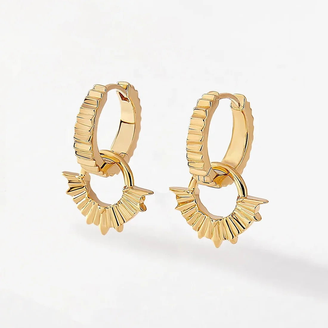 LOZRUNVE 925 Sterling Silver Gold Minimalist Design Sun Drop Hoop Earring Wholesale