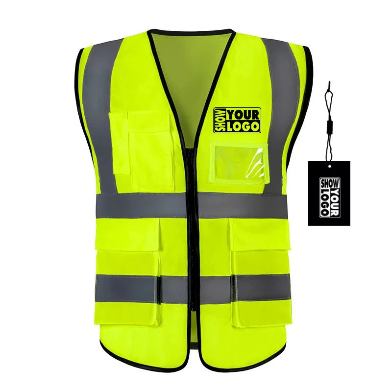 CB165-ZCWY Customized Logo Reflective Security Vest Hi Vis Construction Safety Vest with Printed Pocket