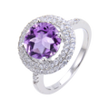 Abiding Jewelry Natural Amethyst Gemstone Ring Wholesale Classic Halo Rings With Factory Wholesale Price Rings for Women Engagem