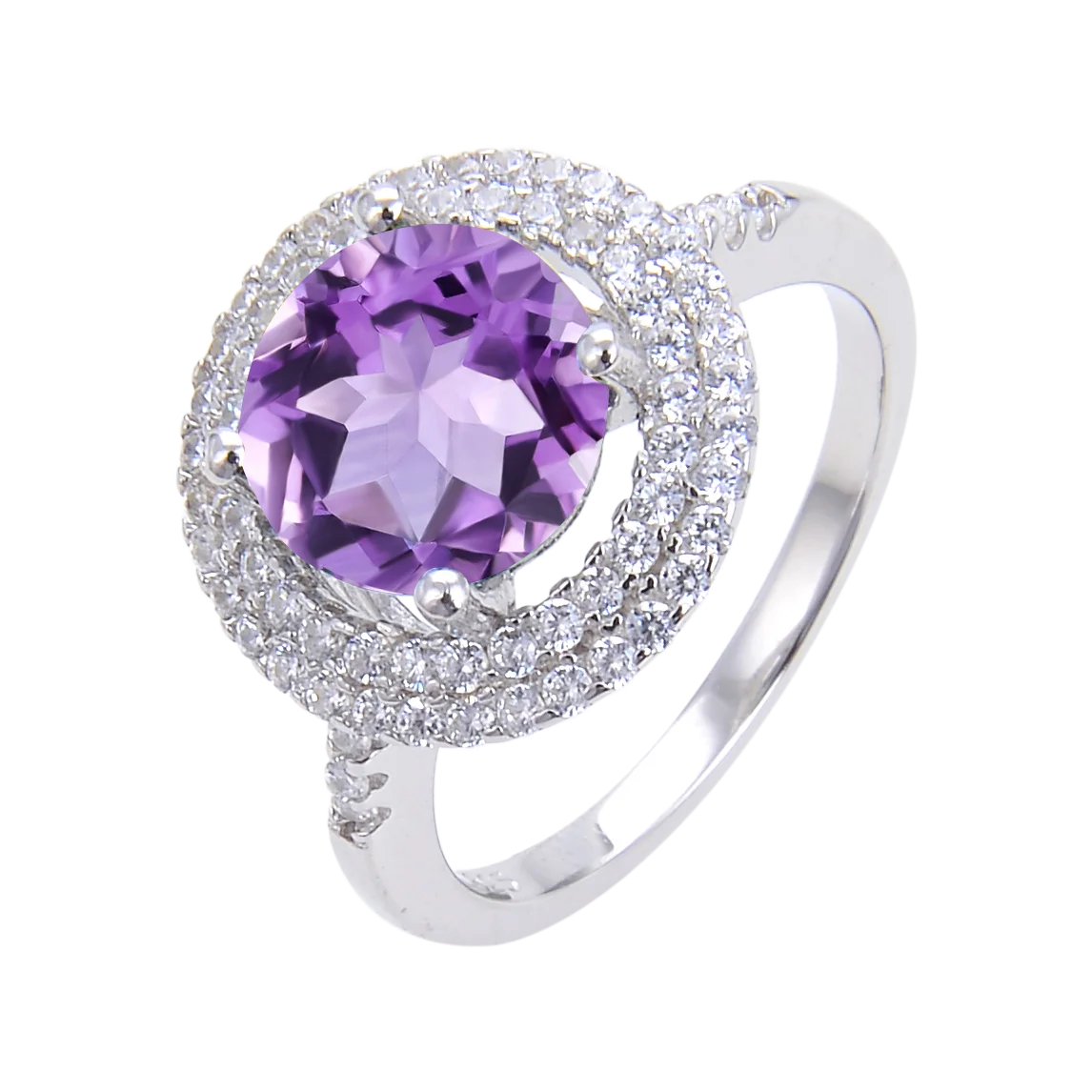 Abiding Jewelry Natural Amethyst Gemstone Ring Wholesale Classic Halo Rings With Factory Wholesale Price Rings for Women Engagem
