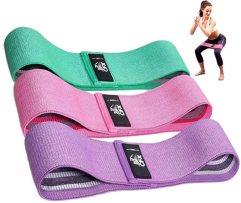 Fabric Resistance Bands 3 Pack Non Slip for Hip Thrusts Glute Workouts Home Gym Equipment Multicolor MegaBDM