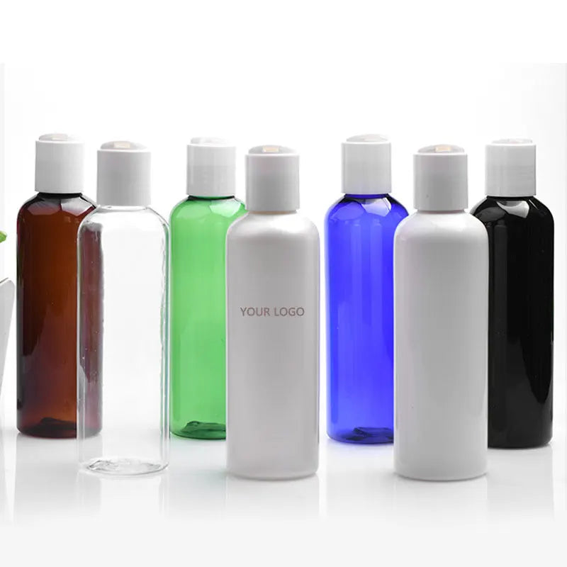 Empty Brown Black Blue White Amber Clear Green Round Plastic Pet Bottles for Liquid 200ml With Plastic Flip Cap