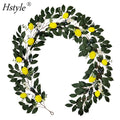 Spring Fruit Garland with Artificial Lemons Blueberry Green Leaves Summer Yellow Garland Front Door Wall Indoor Outdoor FZH425
