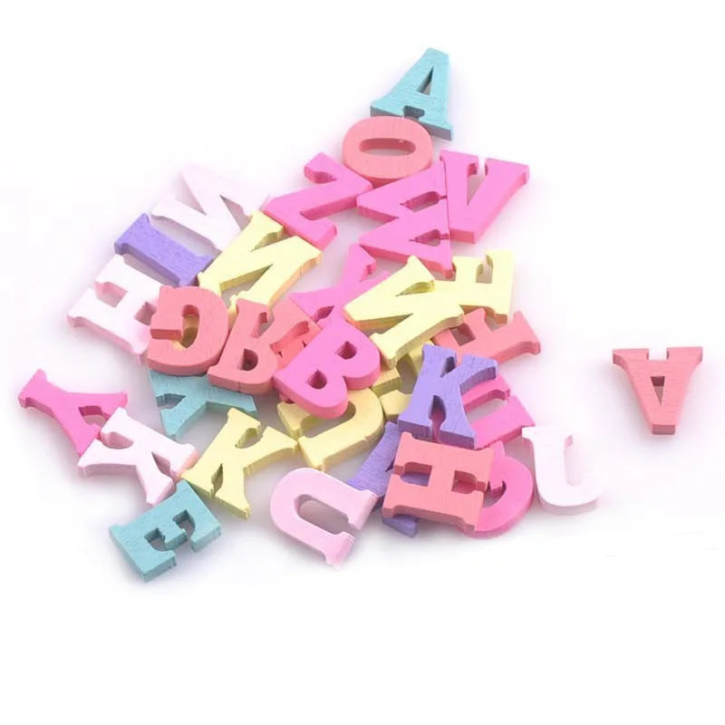 Factory Unfinished Solid Wood Letters Learning Colorful Wooden Letters Alphabet A-z for Toddlers Early Education
