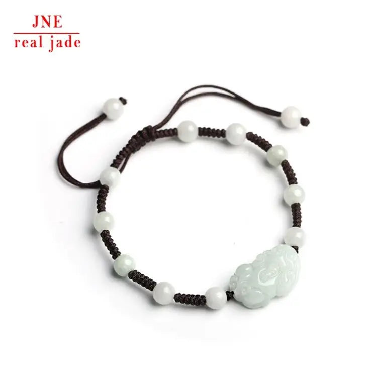 Natural Emerald Women's Woven Bracelet a Goods Myanmar Jade Women's Woven Bead Bracelet