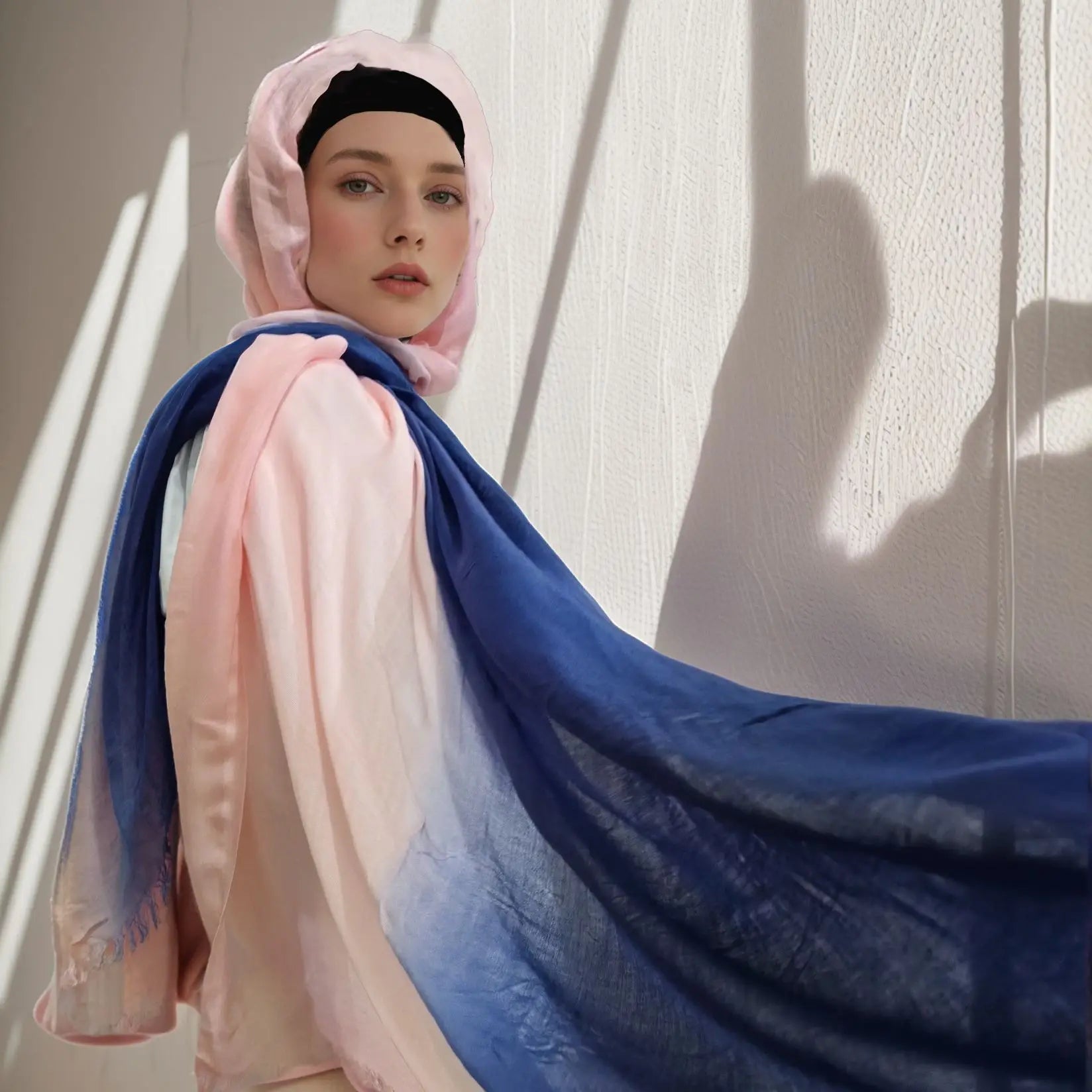 New Tie Dye Style 2 Colors Gradient Hijab Ladies Outdoor Sport Sun Protection Casual Beach Wrap Scarf Shawl