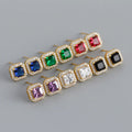 Classic Unique Design S925 Sterling Silver Micro CZ Pave Square Stud Earrings for Women EH1375