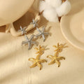 18K Gold Plated Luxury Stainless Steel Starfish Shell Stud Earrings Waterproof Geometric Metal Hoop Drop Fashion Jewelry