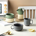 In Stock Matte Vertical Stripe Simple Large Capacity Mug Household Ceramic Drinking Cup Oatmeal Breakfast Cup