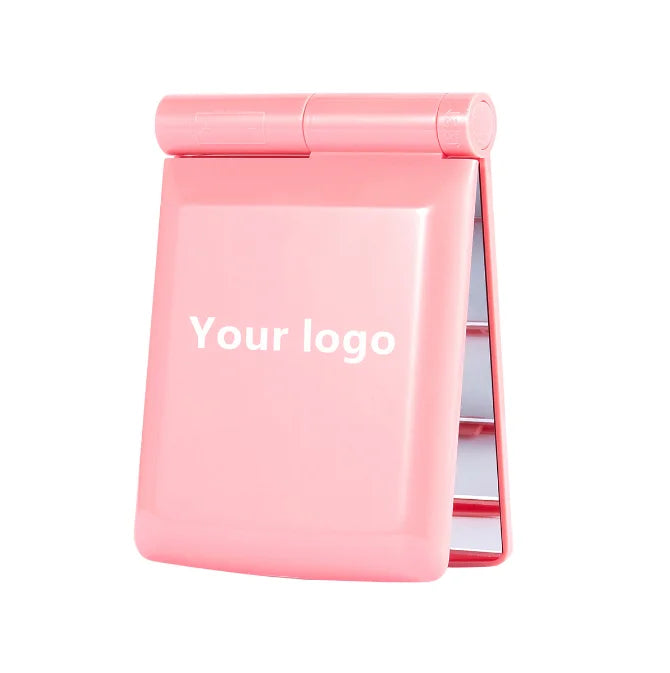 2022 New Style Portable 8 LED Light Single-Sided Foldable 6 Colors Cosmetic Pocket Mirror Private Label for Women