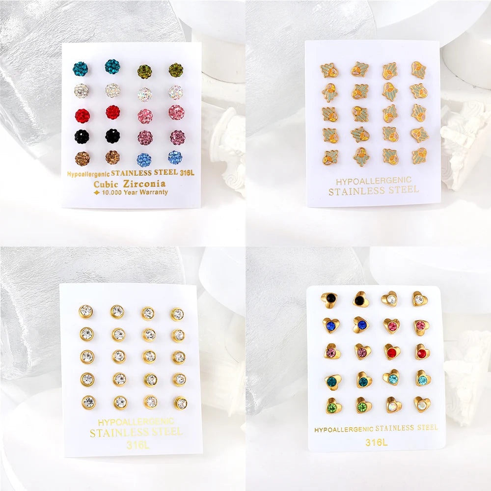 Customized Wholesale Stainless Steel Hypoallergenic Jewelry 18K Gold Plated Nickel Free Hypoallergenic Kids Enamel Stud Earrings