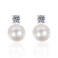 925 Sterling Silver Natural Pearl Earrings Mosonite Fashion Noble Earrings Women's Jewelry Wedding