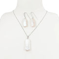 925 Silver Freshwater Pearl Jewelry Set with Rectangle Baroque Shape 10x25mm Available in White Pink Purple Colors