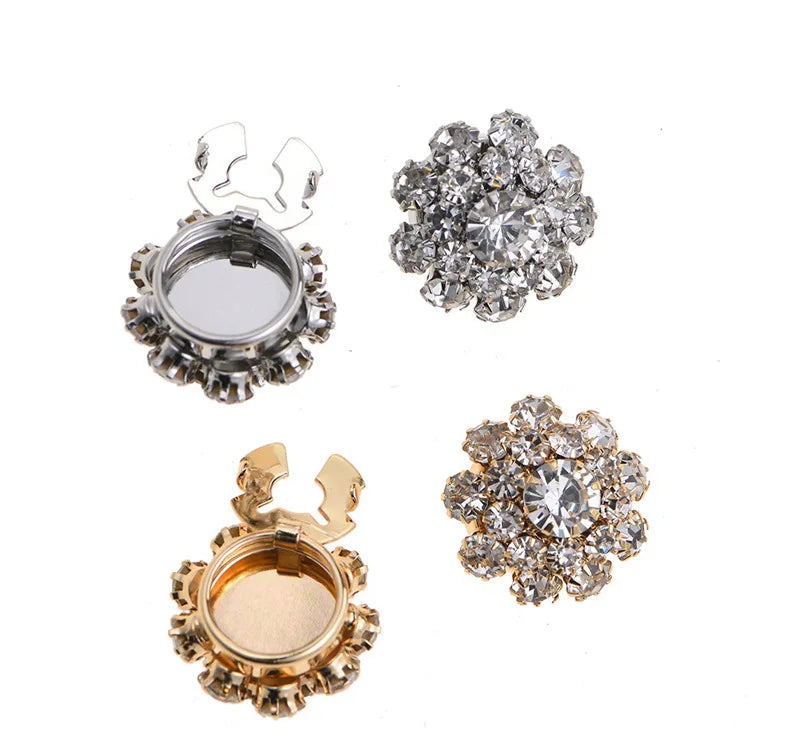 JFRB087 Rhinestone Cloths Aluminum Button Cover Cufflinks Silicone Rubber Push Start Button Covers For Women Shirts