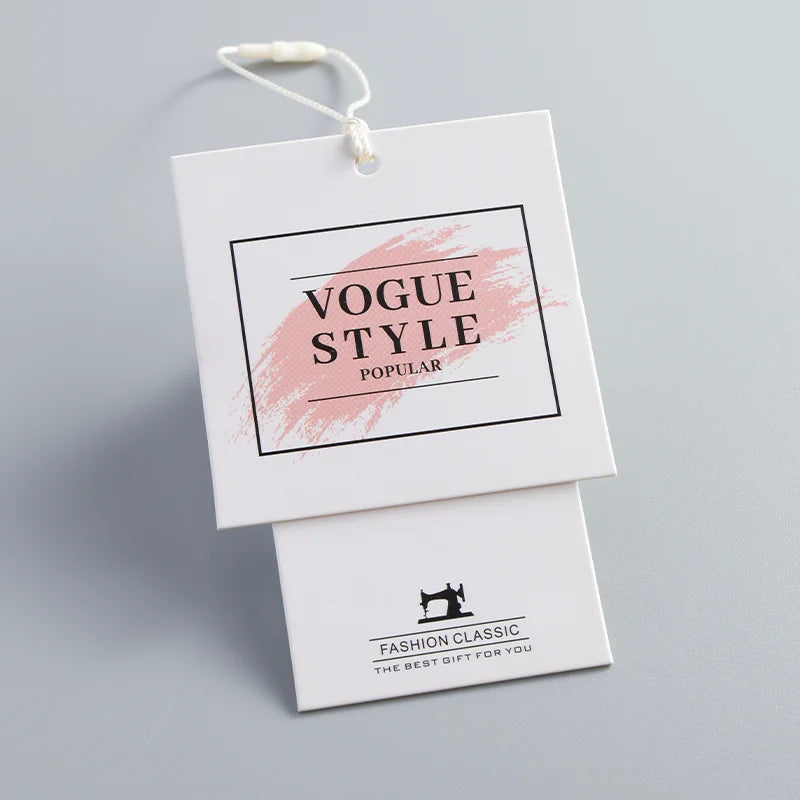 Fast Custom Logo White Paper Hang Tag for Clothing Bags Shoes