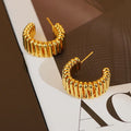 Tongxin New 18K Gold Copper Twine Spring C-Shaped Earring Women Statement Metal Earrings Gifts for Mommy