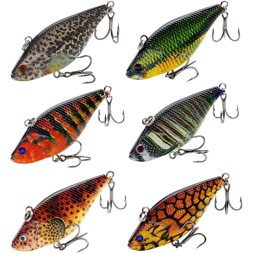 Wholesale UV Printing Sinking Lure Hard Bait Fishing Lure 6.6CM/11.5G Far Throw VIB Lure Noisy Bead Inserted for Saltwater Fish