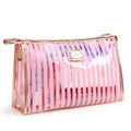 Transparent Pvc Cosmetic Bag clear Pvc Travel Waterproof Make up Bag Printing Striped Pouch for Women