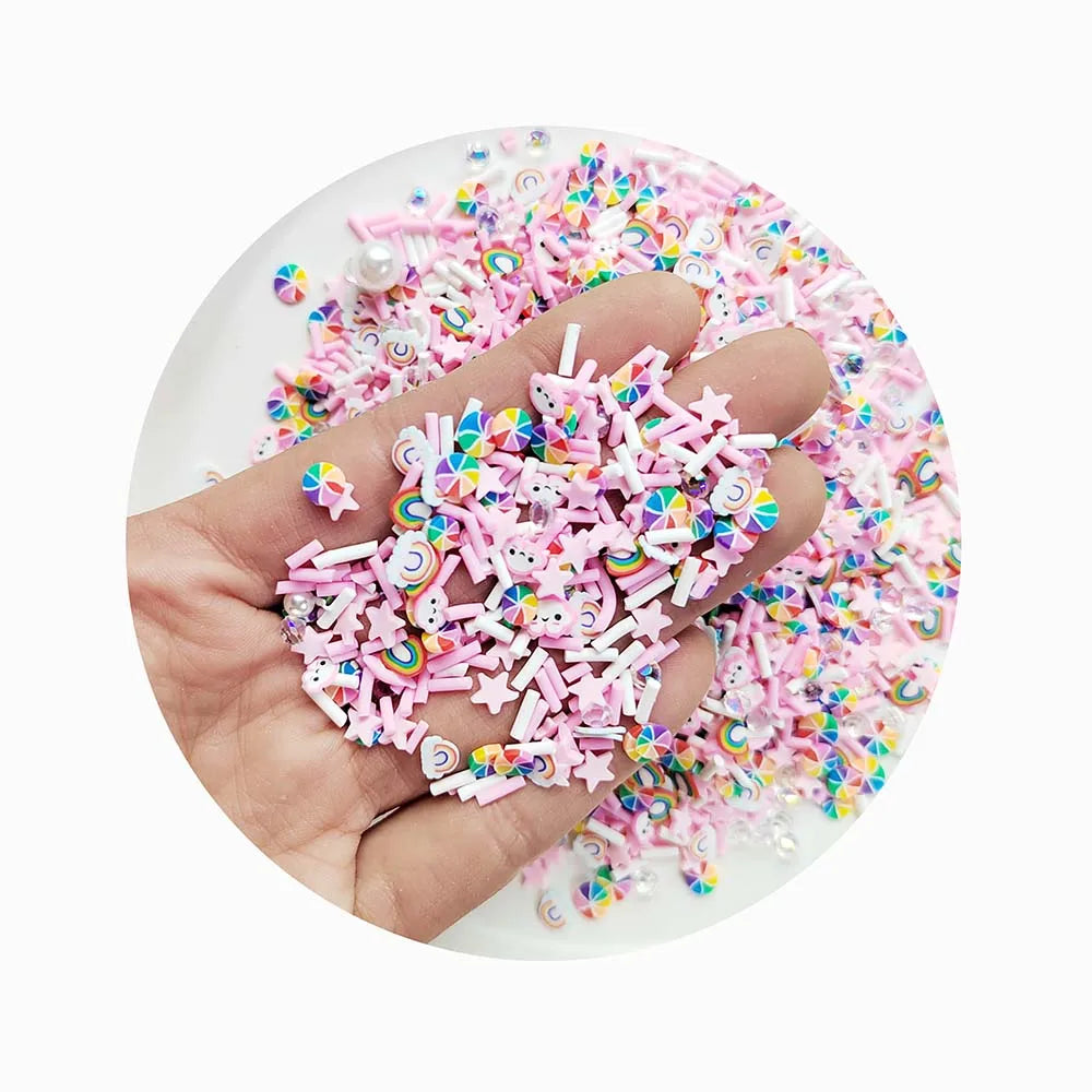 Rainbow Cloud Miniature Polymer Clay Slice DIY Charms Hot Soft Sprinkle Slime Making Supplies for Children