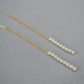 Classic Pearl Jewelry 925 Sterling Silver Needle 18K  Gold Plated Long String Pearls Earrings