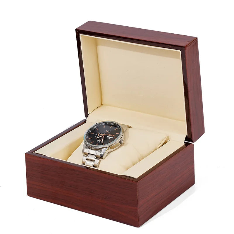 Wholesale Luxury Single Watch Gift Box Square Wood Standard Size Cheap