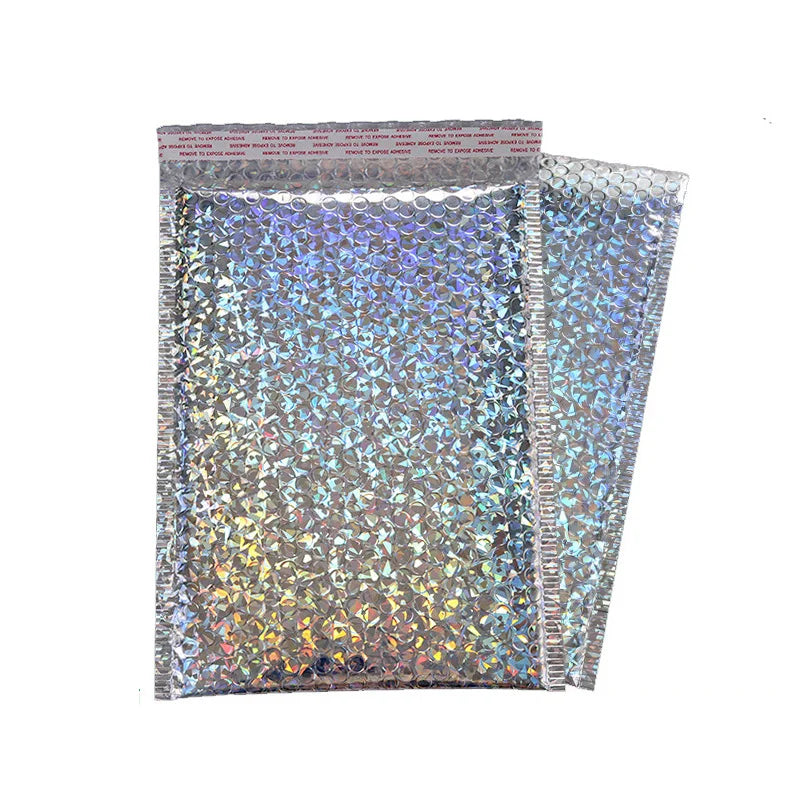 Custom Printed logo Holographic Bubble Mailer Shipping Packaging Bags Poly Bubble Mailers