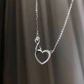 Shiny Zircon Heart Necklace Ins Silver Plated Micro Pave Heart Infinity Pendant Necklace Jewelry for Women