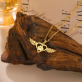 Stainless Steel Angel Heart Hollow Charm Necklace Gold Plated Paw Animal Footprint Pendant Necklace Jewelry Gifts for Women Girl