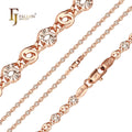 4.1mm+ FJ Fallon Fashion Jewelry Marquise Keyhole Snail Link Half Sunburst Chain Plated in Rose Gold Two Tone Brass