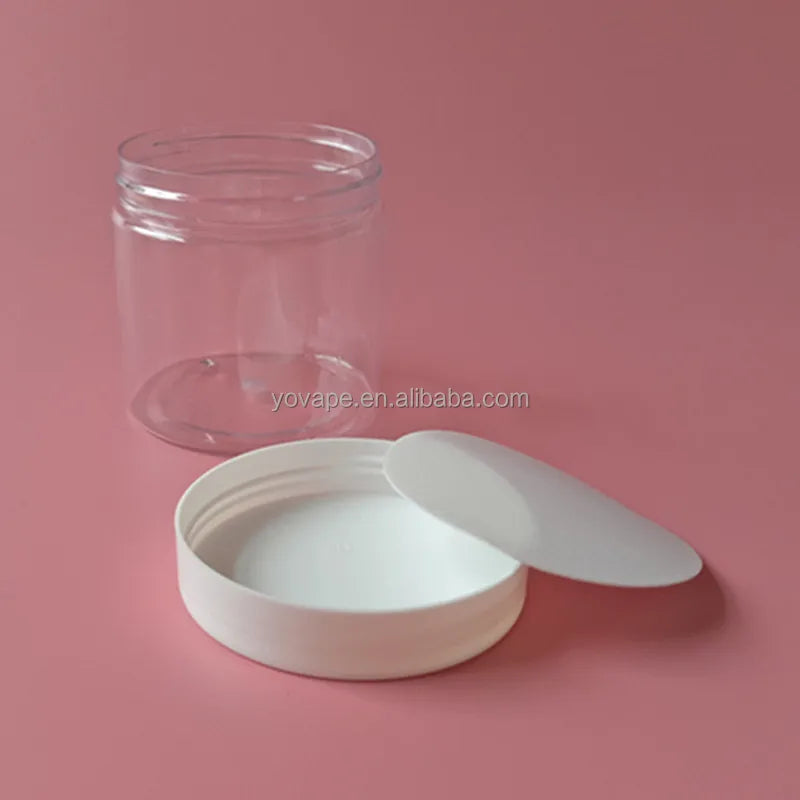 RTS Wide Mouth Diameter 71mm Food Grade Organizer 200g 200 ml 200 Gram 200gr 6 Ounce 6 Oz Jam PET clear Food Jar With White Lid