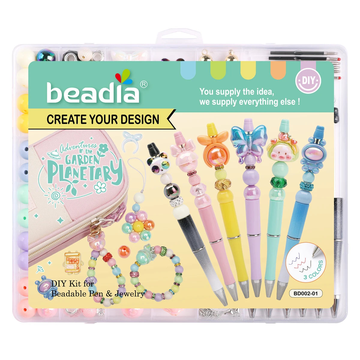 New Cute Styles Adventures in the Planetary Garden Acrylic Round Beads Kit for DIY Beaded Pen Jewelry Bracelets Necklace Making