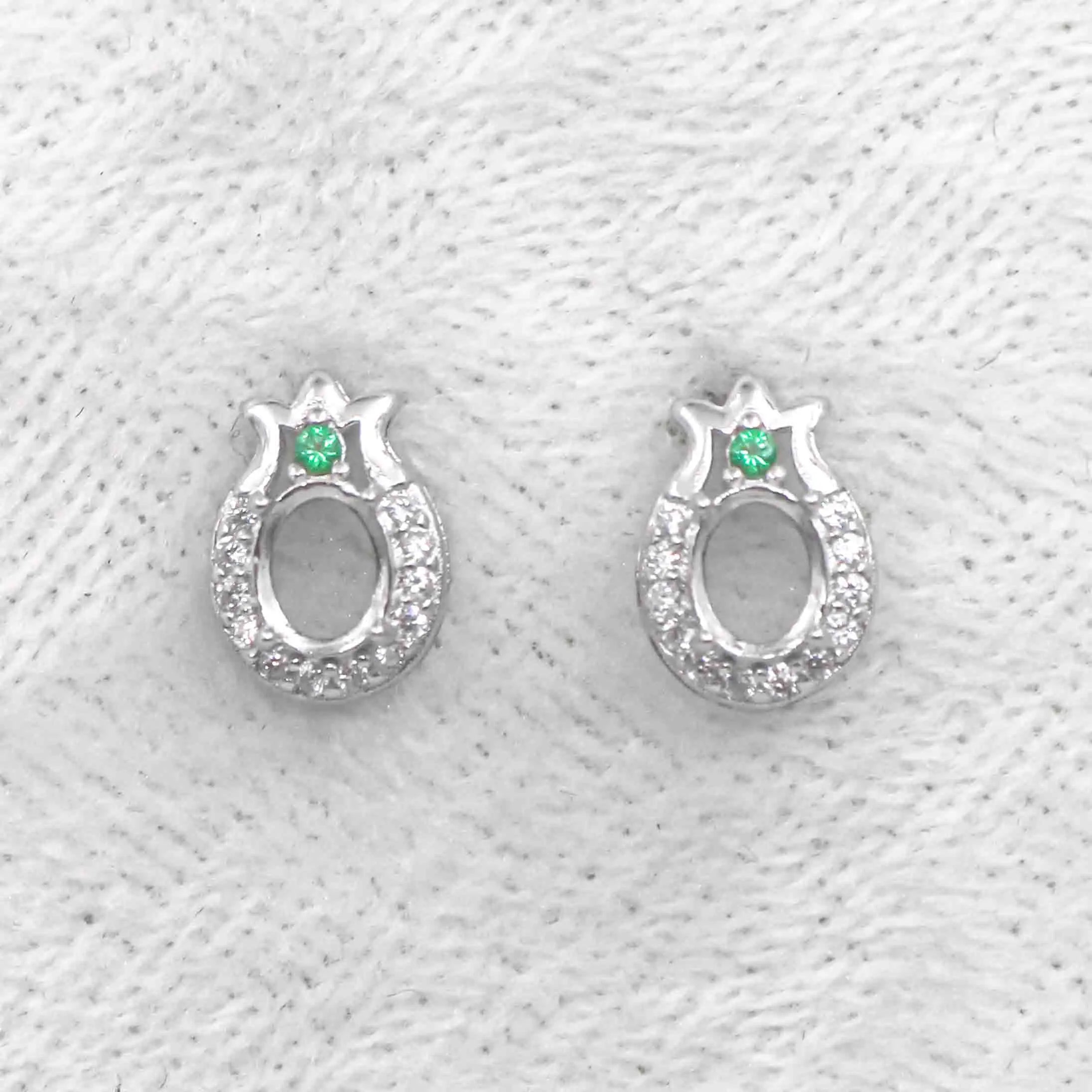 Sterling Silver 4*5mm Semi Mount Stud Earrings Empty Support Blank Claws Setting S925 Base Without Center Stone for DIY Inlay