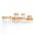 Cosmetic Cream Jar Bamboo Lid 5g 15g 30g 50g 100g 200g Frosted Glass Jar with Bamboo Lid M888