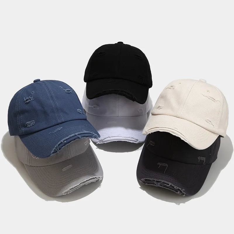 Summer Retro Versatile Soft Top Sunshade Personalized Old Hole Curved Visor Baseball Hat for Men and Women