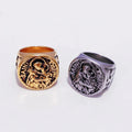 Men Gold Plated Stainless Steel Catholic Jesus Saint Joseph Exorcism Signet Ring Cross Band Ring Custom Jewelry Rings