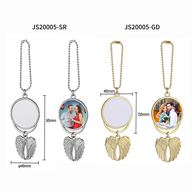 RubySub Double Sides Sublimation Blanks Angel Wing Necklace Car Hanging Angel Wing Ornaments