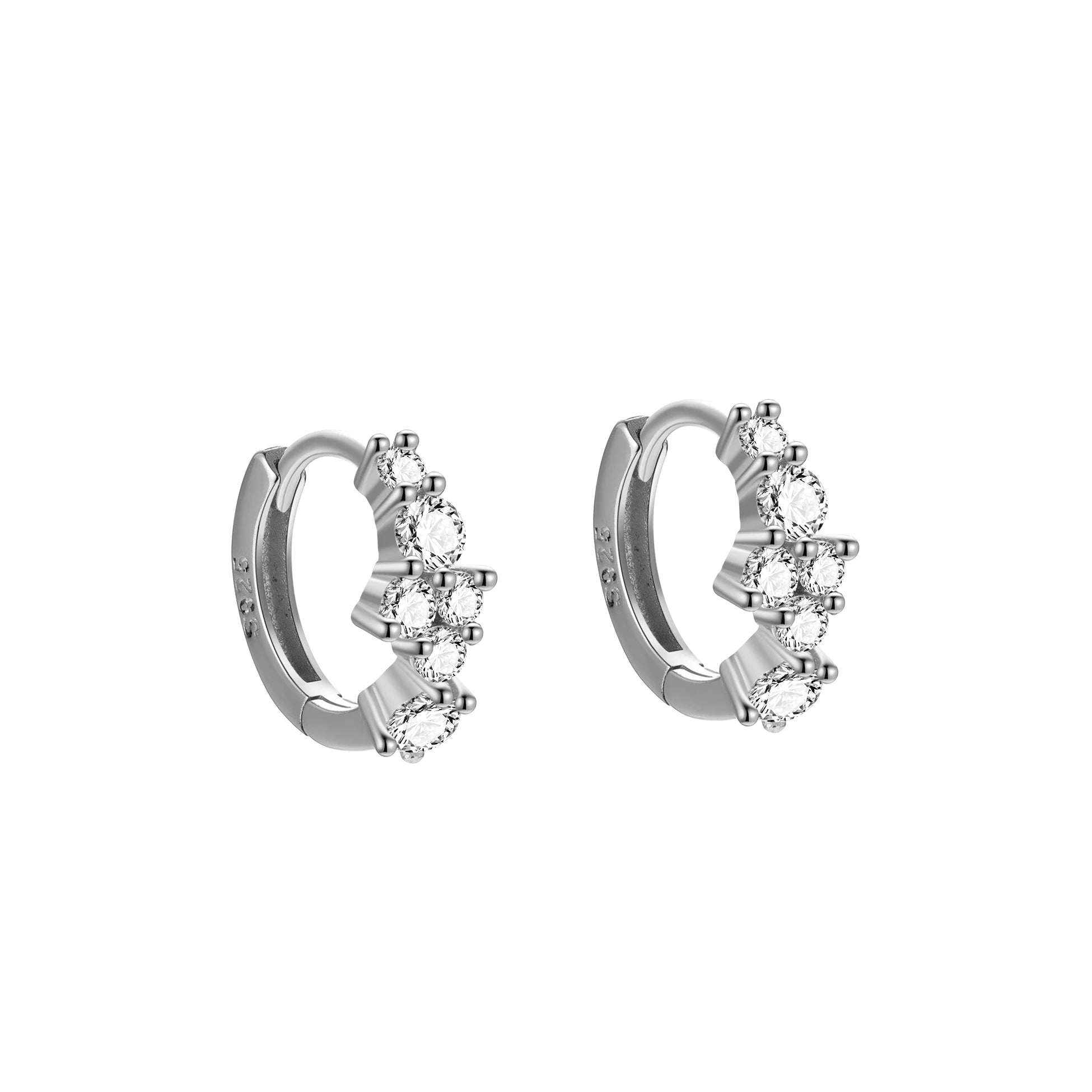 Simple 925 Sterling Silver Tiny Small Round White CZ Fashion Fine Jewelry Gold Plated Huggies for Women Wholesale