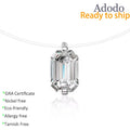 Women Jewelry Simple Transparent Invisible Fishing Line Silver 925 Rectangular Emerald VVS Moissanite Pendant Necklace for Girl