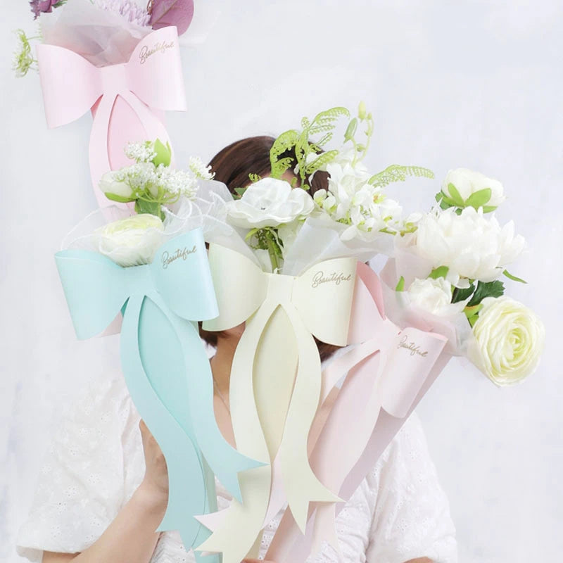 Wholesale Festival Folding Bouquet Packaging Sleeve Gift Diy Bow Tie Flower Arrangement Box