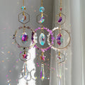 Natural Crystal Sun Catcher Gemstone Stained Glass Crystal Hanging Crystal Circle Moon Stars Suncatchers