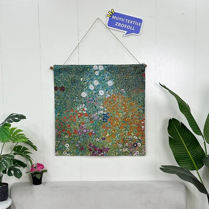 Low MOQ Jacquard Embroidered Floral Pattern Woven Wall Hanging Home Decor Customizable Polyester/Cotton Tapestry