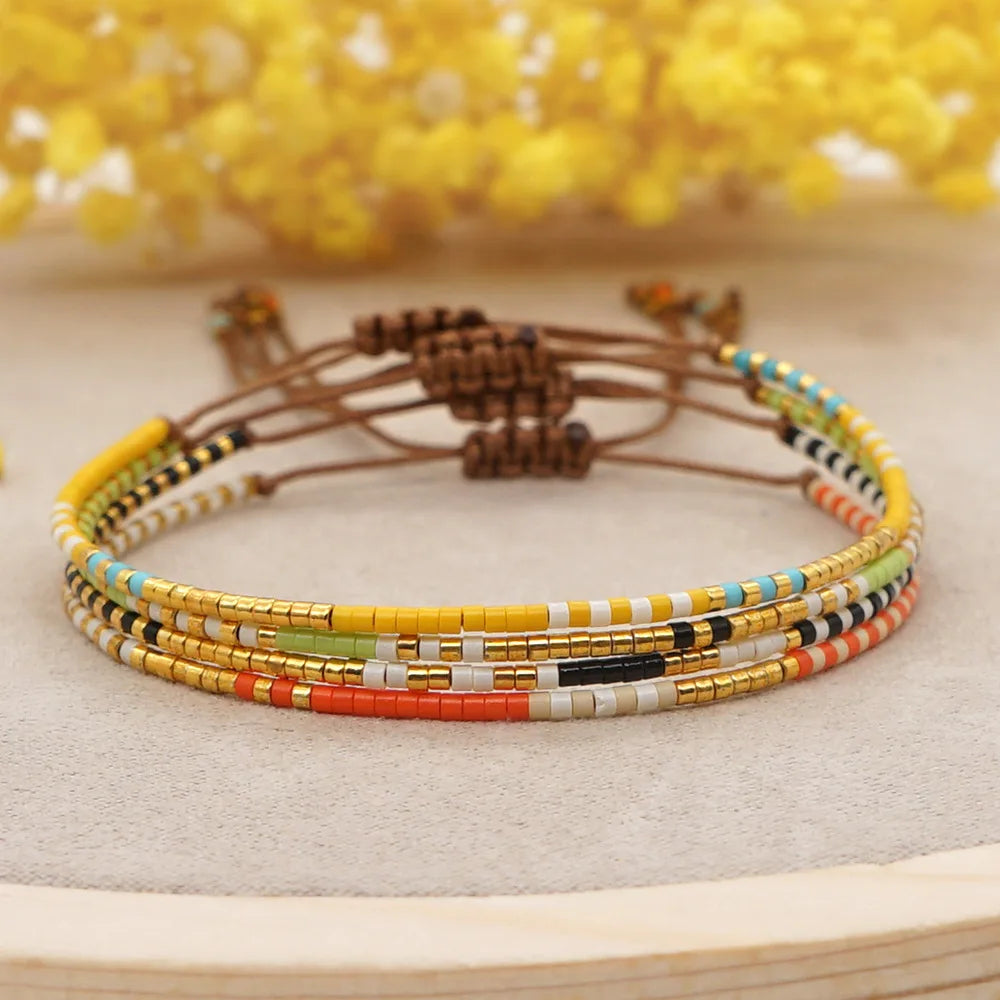 Spring and Summer New Bohemian Style Simple Seed Beads Handmade Beaded Women Bracelet Jewelry