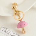Fashion Colorful Mushroom Bag Charm Hanging Keychain 3D Food Rhinestone Crystal Diamond Purse Pendant Accessories Gift for Women