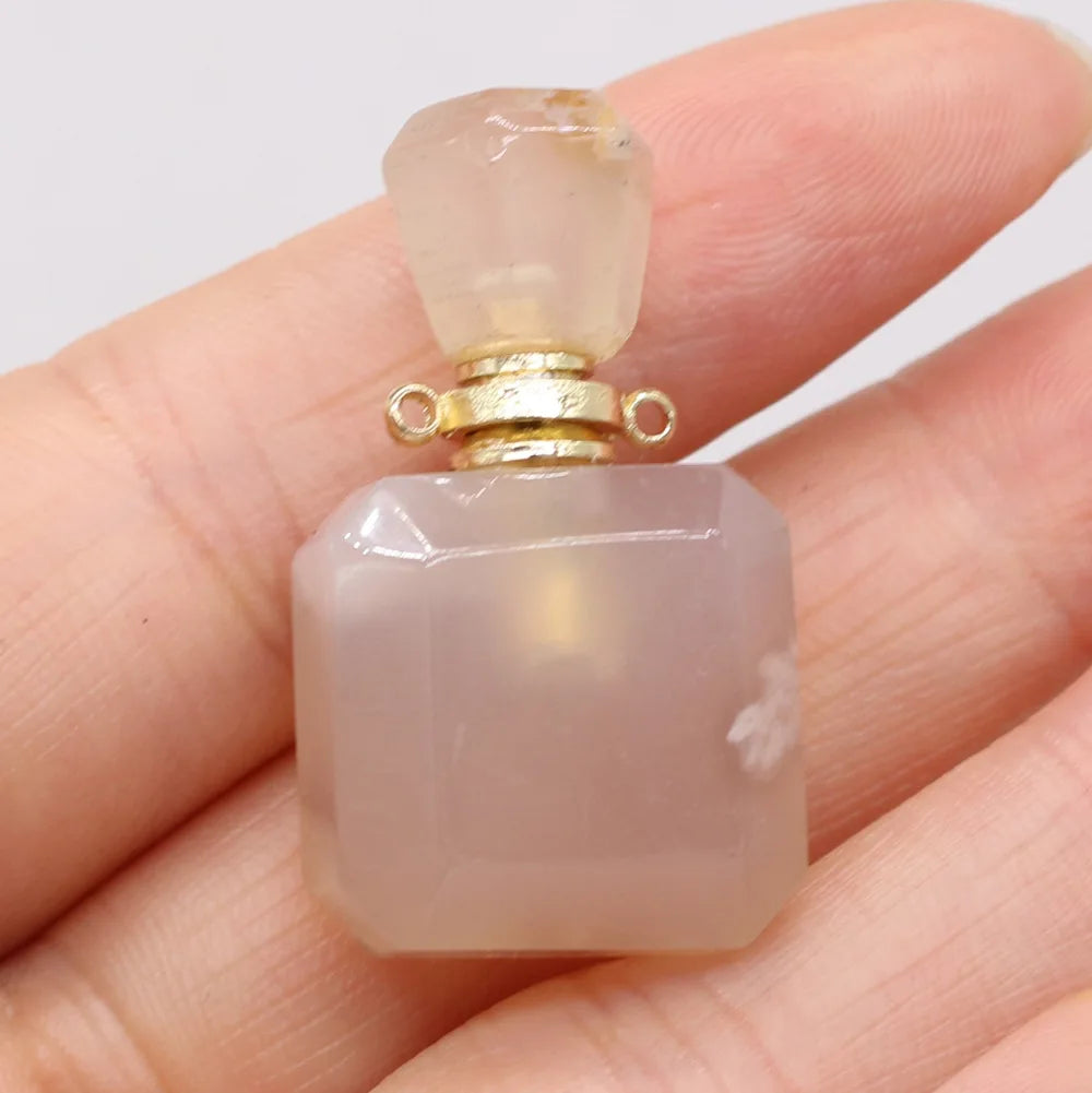 HZ Wholesale Natural High Quality Healing Stones Crystal Cherry Blossoms Perfume Bottles Pendant