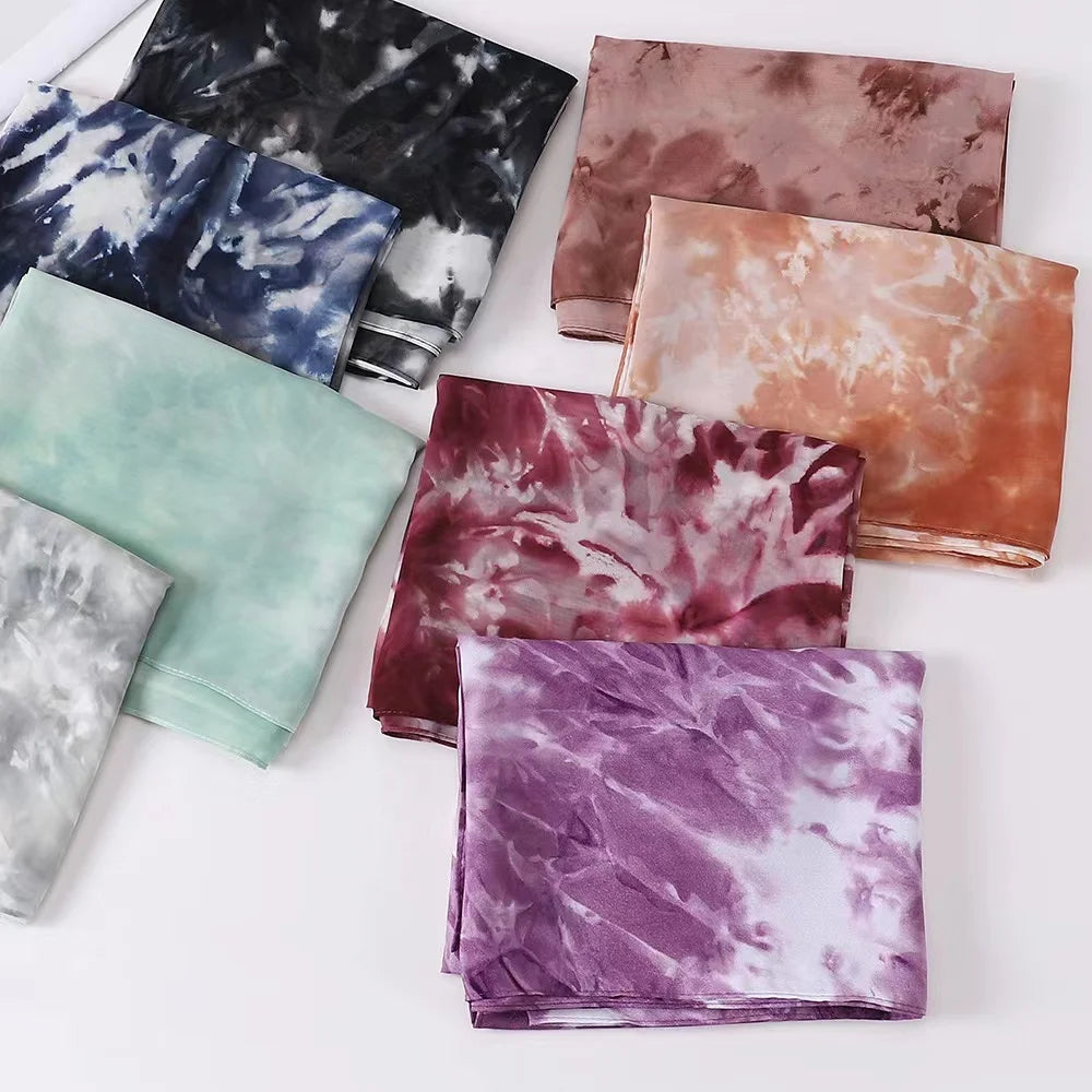 2022 New Fashion Hijab Tie Dye Chiffon Scarf for Women  Bubble Chiffon Instant Hijab Women Spring/Summer