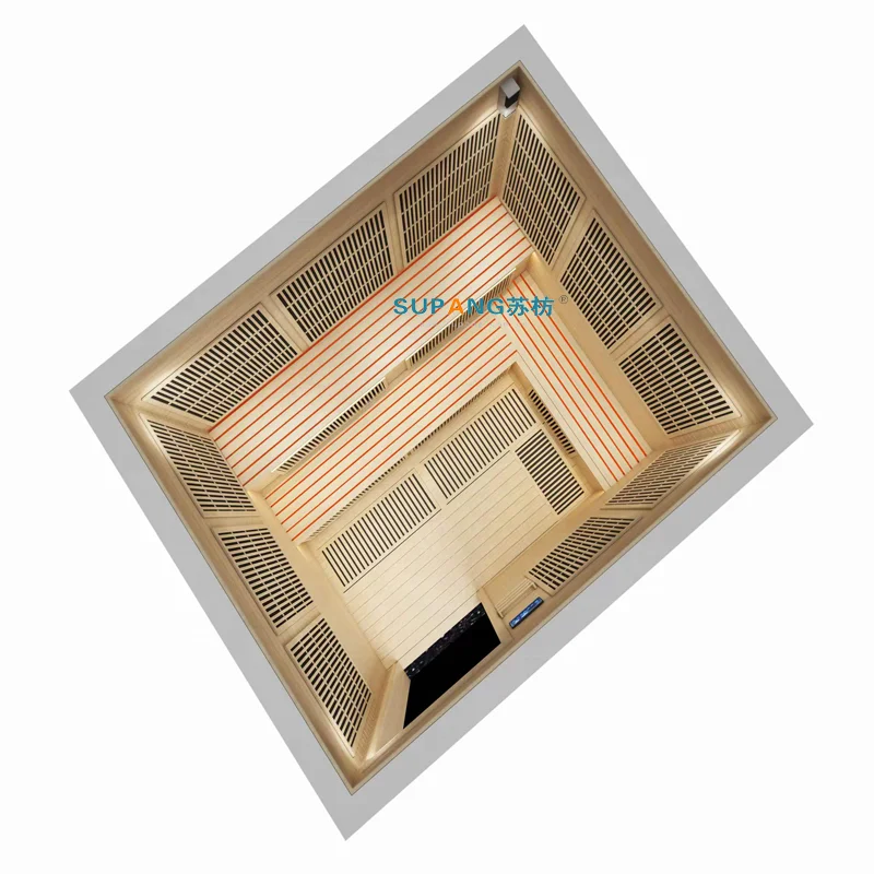 Cheap Tiny Houses 3 Person Hemlock Solid Wood Far Infrared Ozone Sauna Room with Computer Control Panel Low EMF