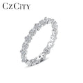 CZCITY New Band Trending Jewelry Woman Circle Cz White Zircone Stone Mini Cubic Zircon Thin 925 Sterling Silver Ring