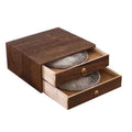 Antique Square Wooden Tea Organizer Storage Box with Multifunctional Drawer for Jewelry Bag Other Items