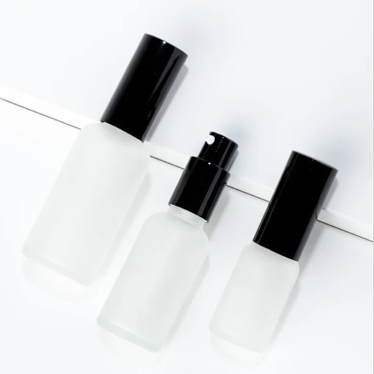 Matte Frosted Skincare Container 30ml 50ml 100ml Essential Oil Glass Lotion Pump Serum Bottle for Cosmetic Packaging